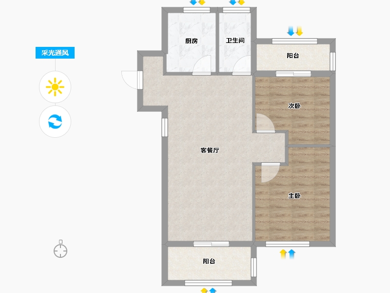 湖北省-黄冈市-翰林学府-68.80-户型库-采光通风