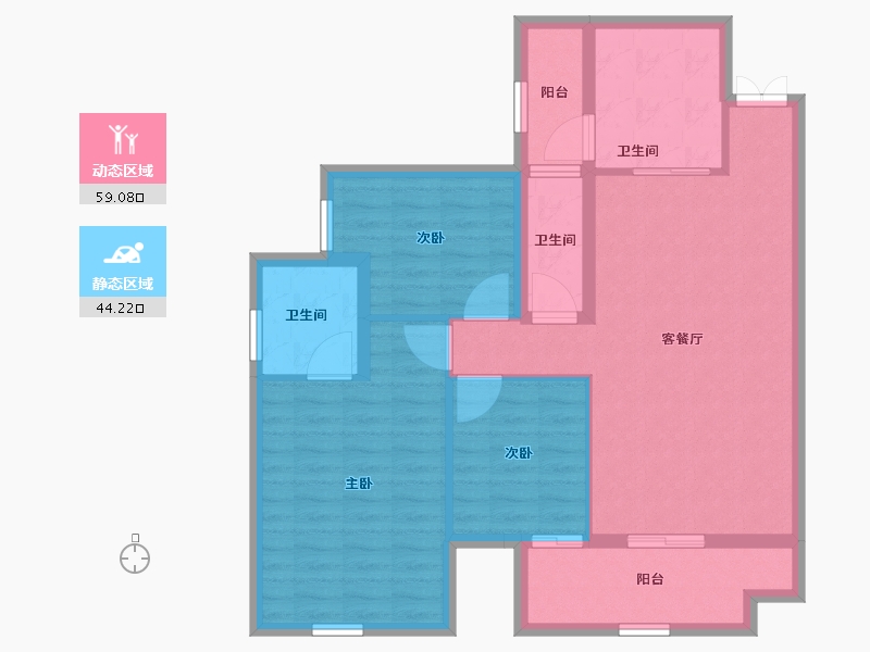 四川省-巴中市-平昌金域华府-92.69-户型库-动静分区