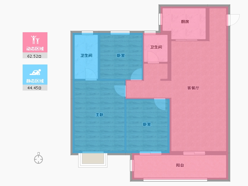 湖北省-黄石市-华嘉日月星辰-96.67-户型库-动静分区