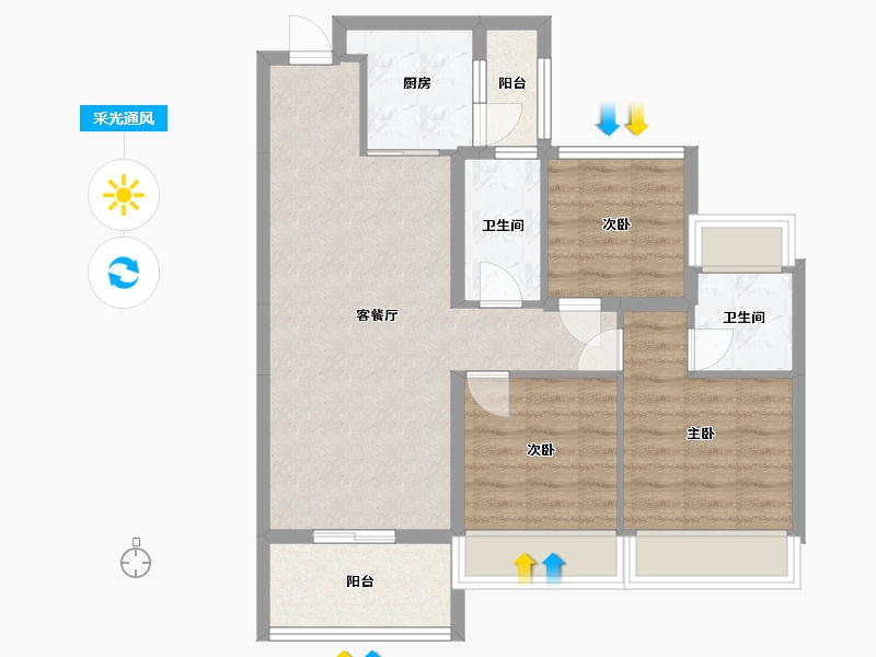 广东省-惠州市-昊翔源壹城中心-79.80-户型库-采光通风