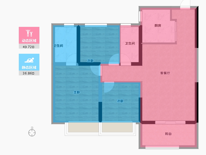 陕西省-汉中市-陕建·汉悦府-76.80-户型库-动静分区