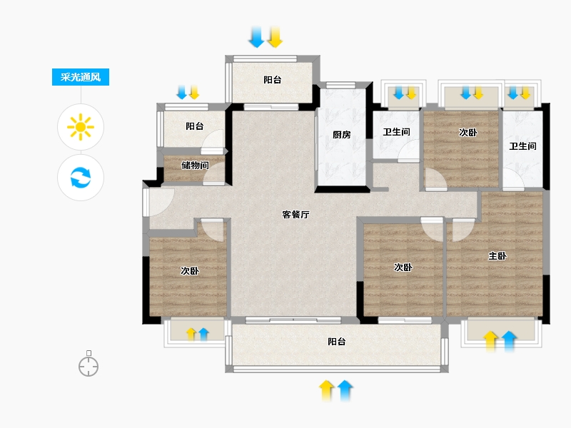 广东省-梅州市-五华敏捷城-115.36-户型库-采光通风