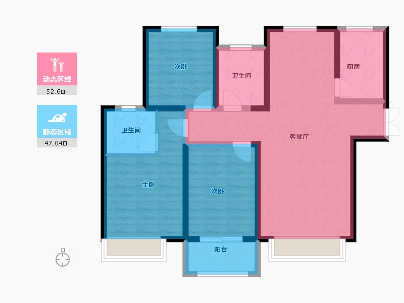 山东省-淄博市-国信国际公馆-88.18-户型库-动静分区