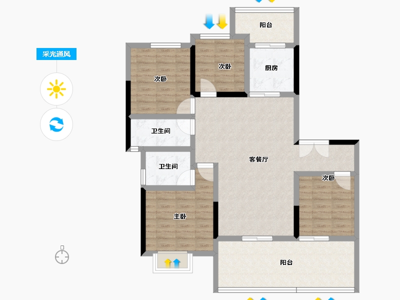 四川省-遂宁市-金宏璟悦湾-104.65-户型库-采光通风