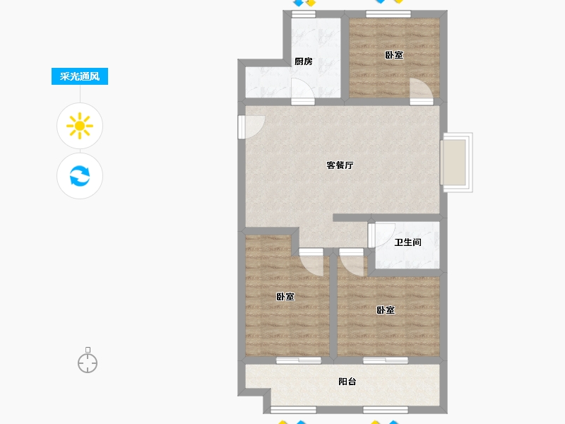 山东省-威海市-中梁国信海岳府-73.87-户型库-采光通风