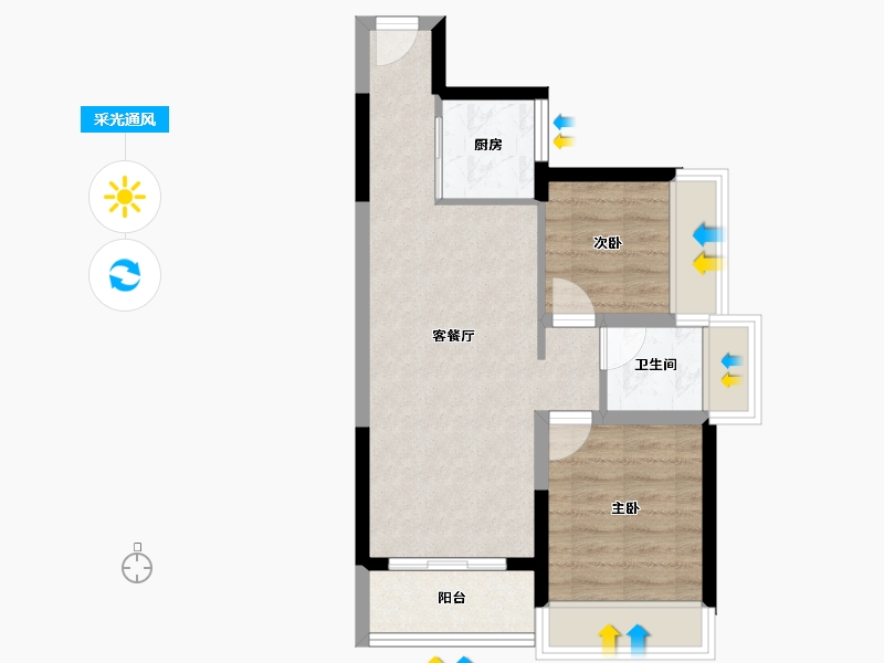 广东省-湛江市-君临蔚蓝海岸-51.61-户型库-采光通风