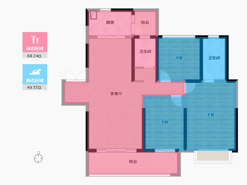 云南省-楚雄彝族自治州-缙颐九棠晴屿-104.66-户型库-动静分区