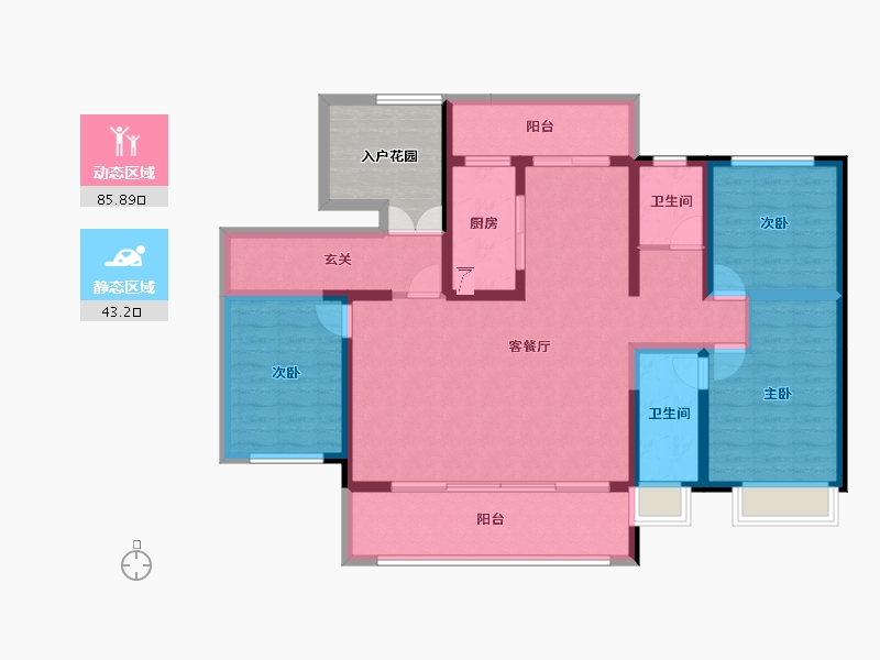 云南省-楚雄彝族自治州-缙颐九棠晴屿-122.36-户型库-动静分区