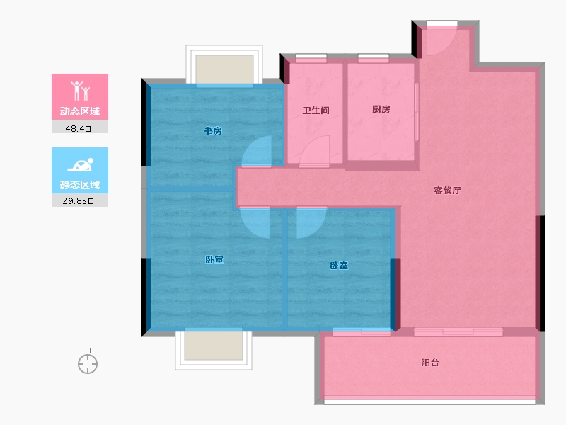 江西省-赣州市-凯旋·珑玺湾-70.40-户型库-动静分区