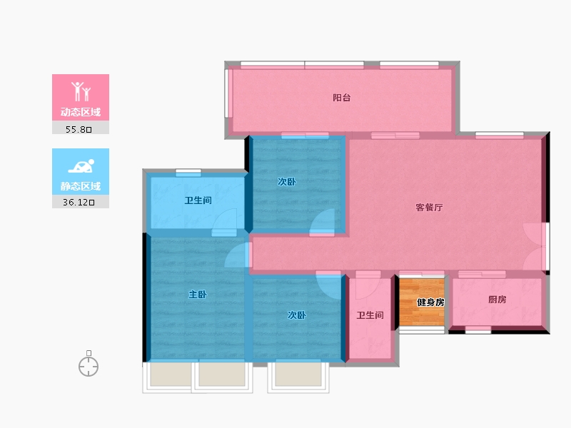 四川省-遂宁市-金宏璟悦湾-83.87-户型库-动静分区