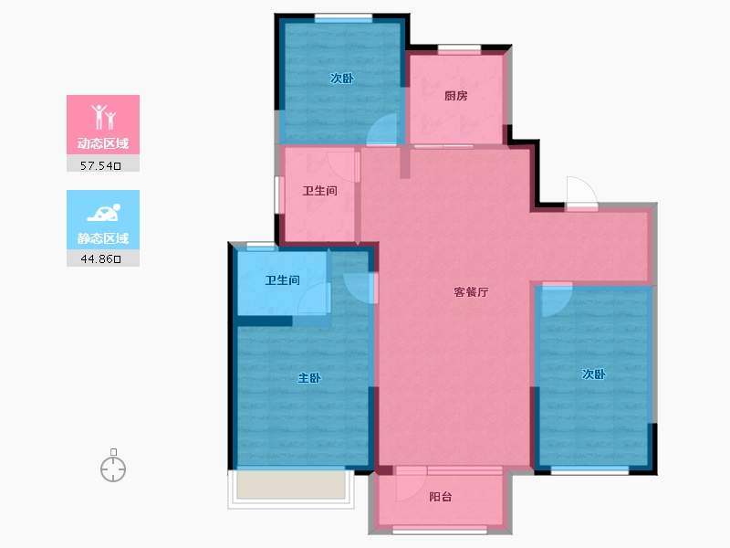 山东省-淄博市-国信国际公馆-91.18-户型库-动静分区