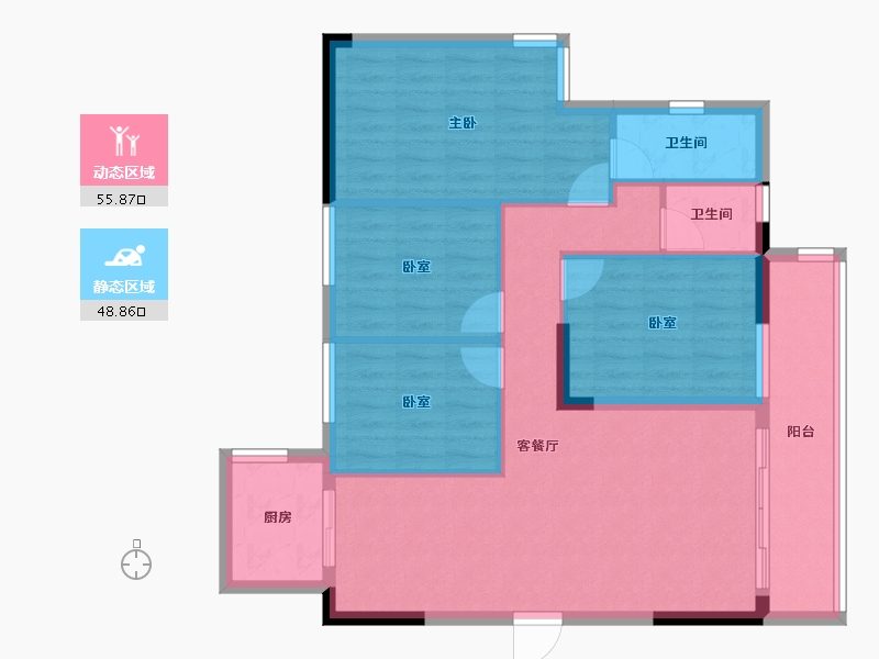 广东省-梅州市-东润华庭-94.38-户型库-动静分区