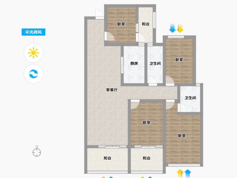 湖南省-衡阳市-汇方雁归来-119.37-户型库-采光通风