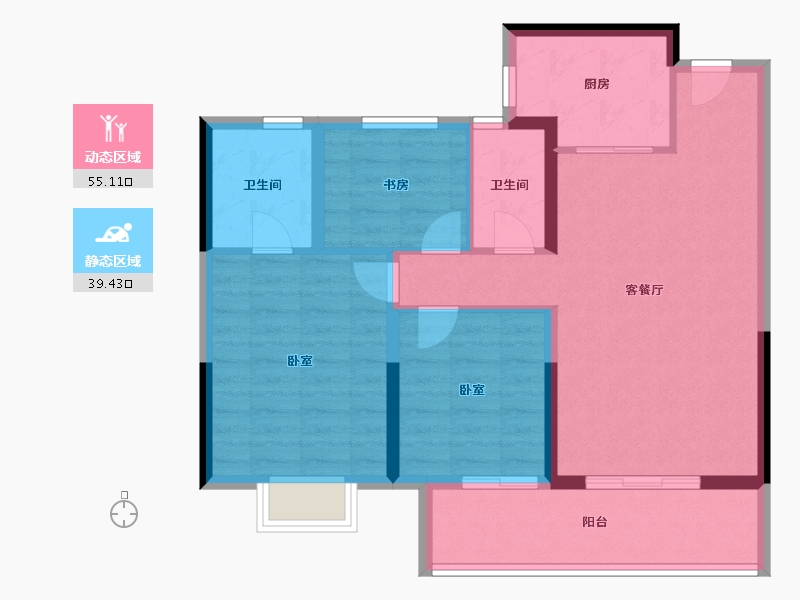 江西省-赣州市-凯旋·珑玺湾-84.80-户型库-动静分区