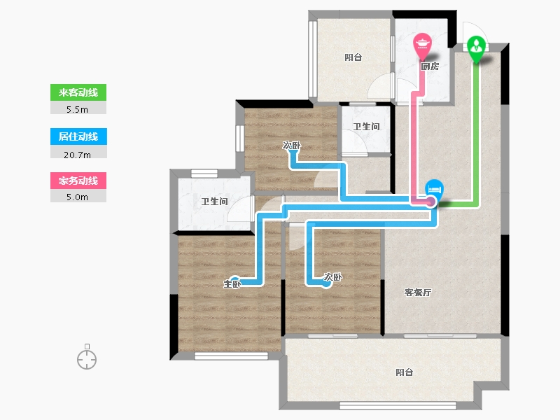 四川省-遂宁市-锦绣豪庭东苑二期-86.76-户型库-动静线