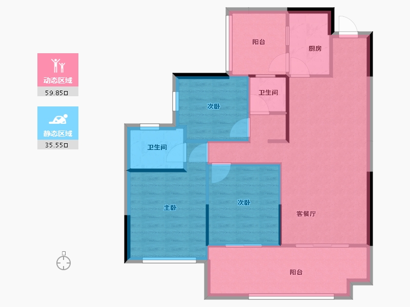 四川省-遂宁市-锦绣豪庭东苑二期-86.76-户型库-动静分区