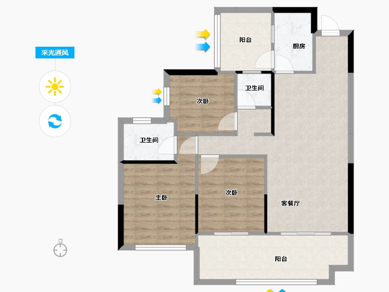 四川省-遂宁市-锦绣豪庭东苑二期-86.76-户型库-采光通风