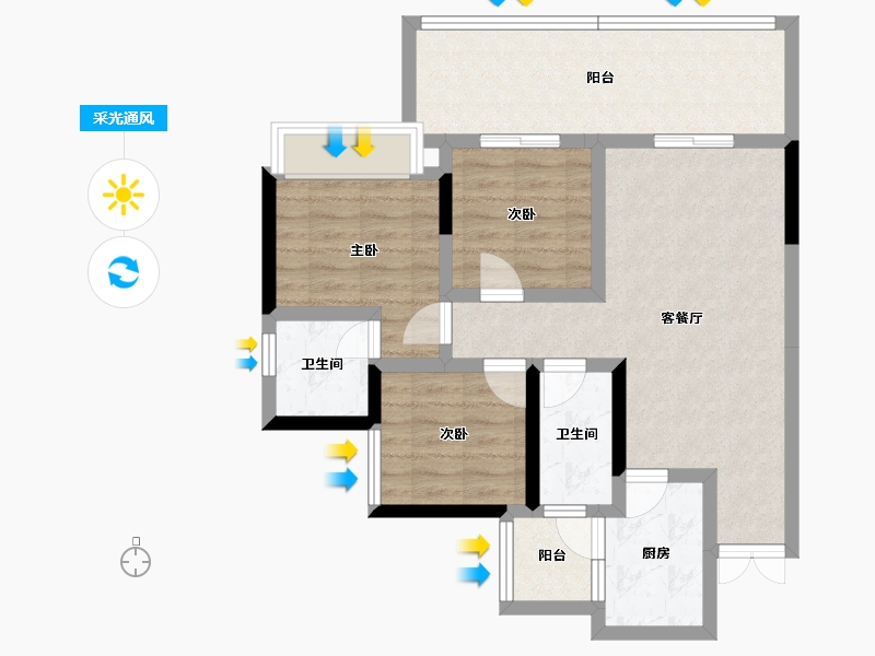 四川省-遂宁市-金宏璟悦湾-75.99-户型库-采光通风