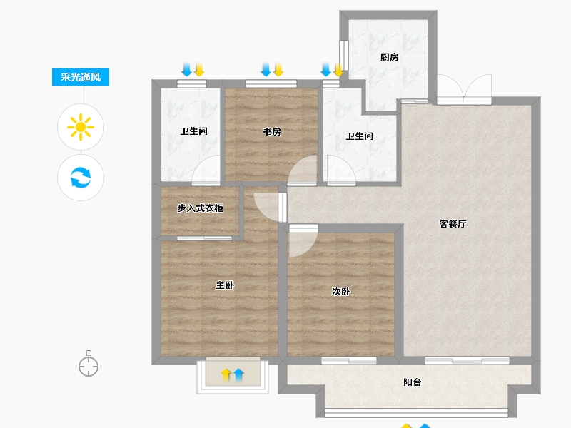 江西省-赣州市-远洋红星·中央广场-90.41-户型库-采光通风