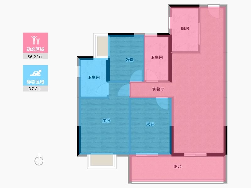 海南省-文昌市-融创高隆湾-84.41-户型库-动静分区