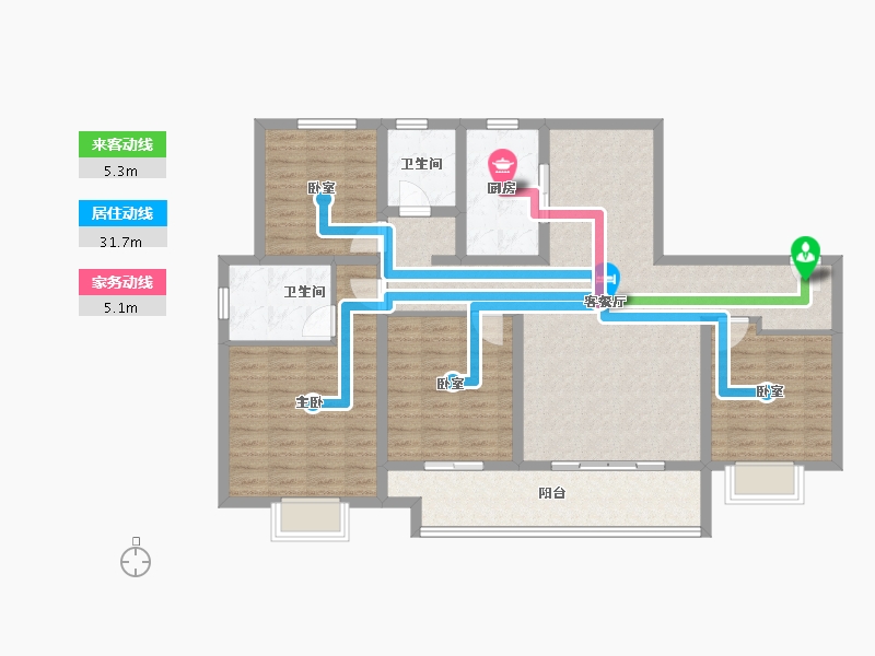 山东省-威海市-​威海万达广场-114.40-户型库-动静线