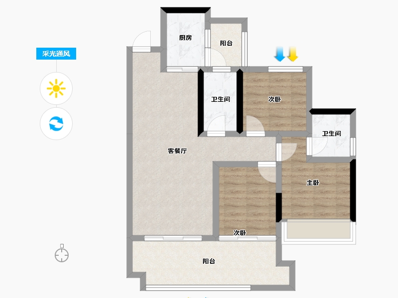 四川省-遂宁市-金宏璟悦湾-77.31-户型库-采光通风