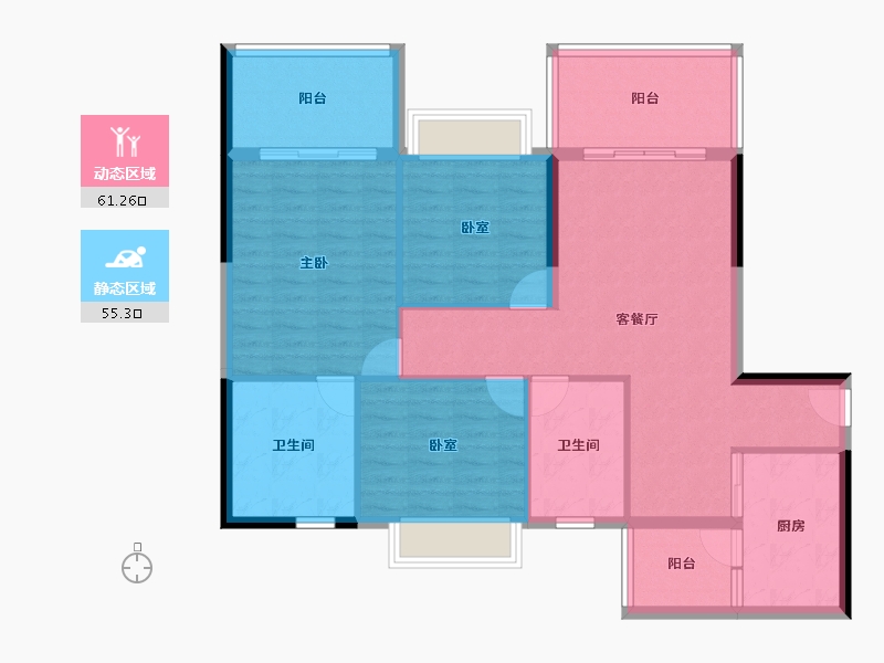 海南省-海口市-海南富力红树湾-105.54-户型库-动静分区