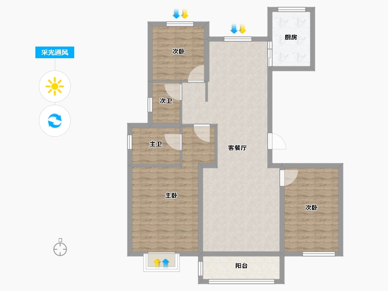 河北省-邢台市-天一和院-106.69-户型库-采光通风