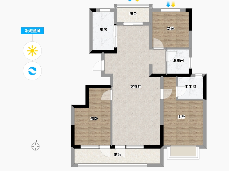 河北省-石家庄市-东原启城-92.00-户型库-采光通风