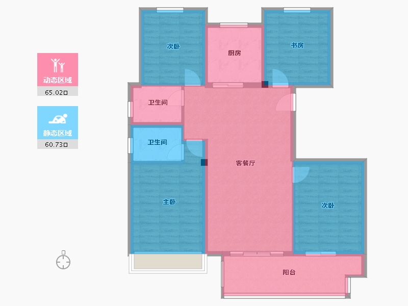 安徽省-宣城市-宣城市宣州区中梁壹号院-113.91-户型库-动静分区