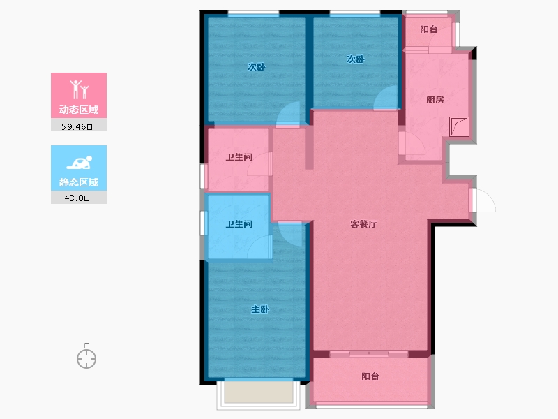 山西省-忻州市-国力花园五期-91.11-户型库-动静分区