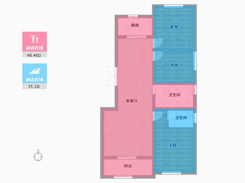 辽宁省-丹东市-力勤·山语澜亭-73.81-户型库-动静分区