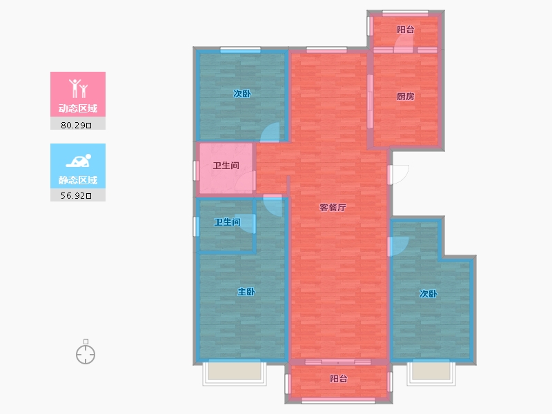 山西省-忻州市-力新城二期-123.99-户型库-动静分区