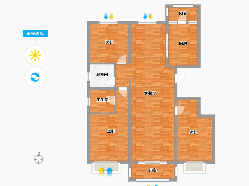 山西省-忻州市-力新城二期-123.99-户型库-采光通风