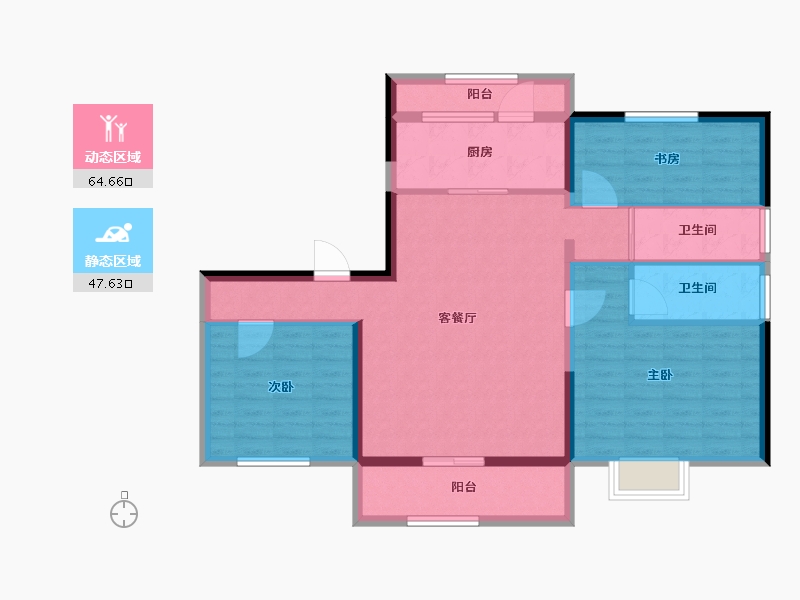 陕西省-宝鸡市-碧桂园学府壹号-100.50-户型库-动静分区