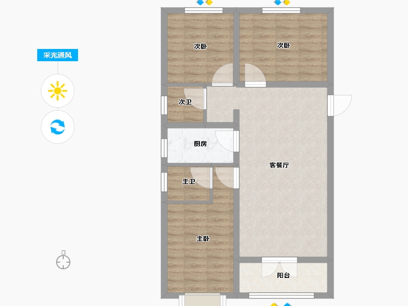 河北省-邢台市-繁荣里-74.35-户型库-采光通风