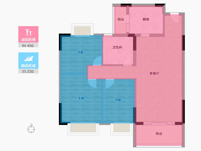 海南省-海口市-恒大御湖庄园-84.00-户型库-动静分区