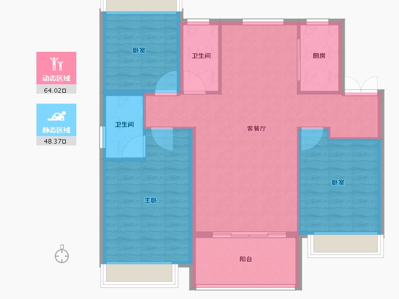 河南省-许昌市-恒达玖玺府-102.40-户型库-动静分区