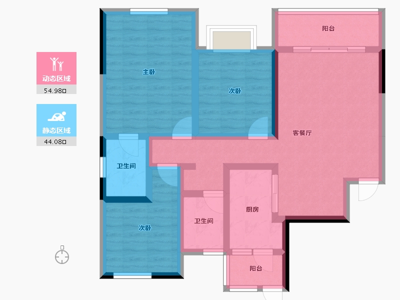 四川省-遂宁市-龙腾帝景-86.90-户型库-动静分区