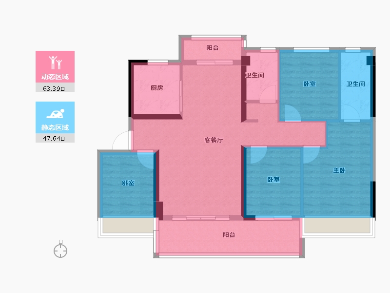 广东省-梅州市-五华碧桂园凤凰城-99.45-户型库-动静分区