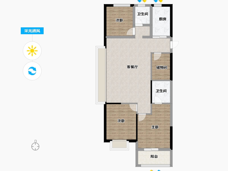 山西省-长治市-锦福苑-96.08-户型库-采光通风