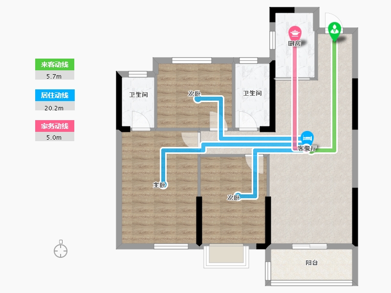 湖北省-随州市-公园三号-85.51-户型库-动静线