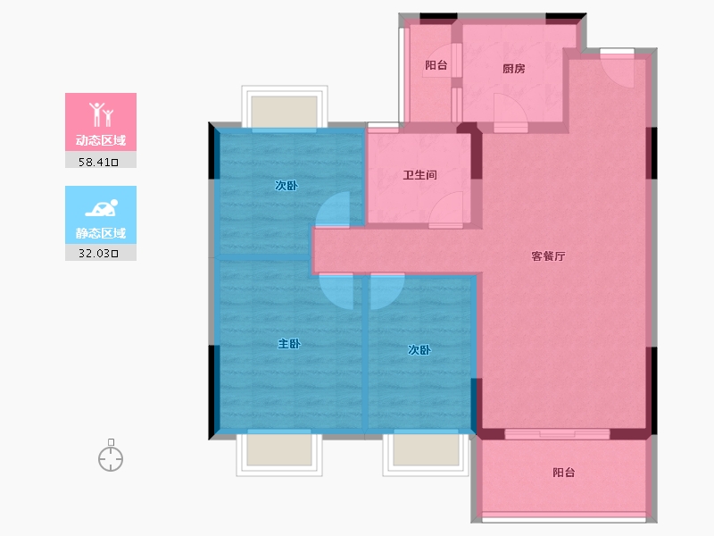 海南省-海口市-恒大御湖庄园-81.04-户型库-动静分区