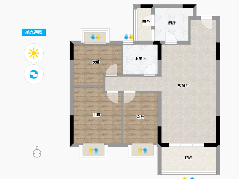 海南省-海口市-恒大御湖庄园-81.04-户型库-采光通风