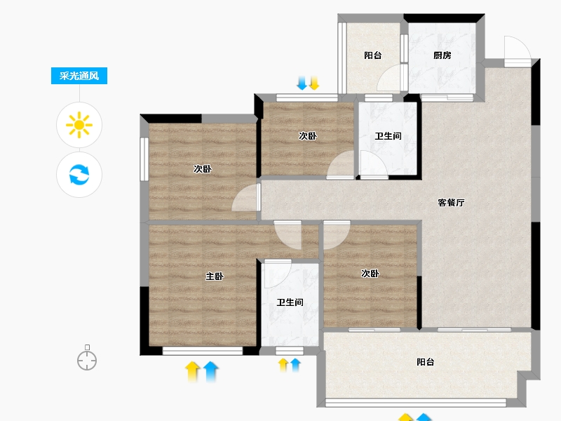 四川省-遂宁市-锦绣豪庭东苑二期-90.83-户型库-采光通风