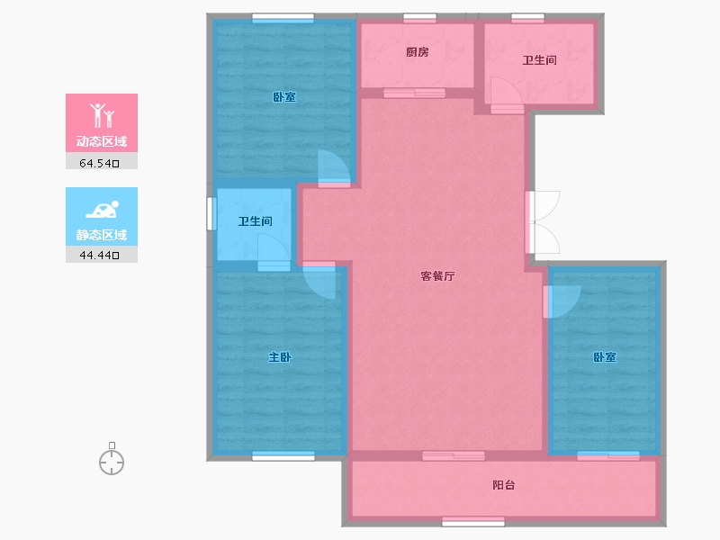 辽宁省-丹东市-力勤·山语澜亭-97.47-户型库-动静分区