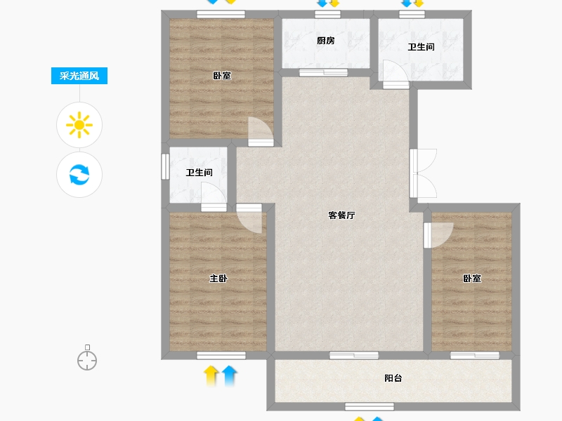 辽宁省-丹东市-力勤·山语澜亭-97.47-户型库-采光通风