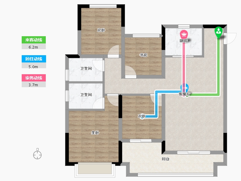 江西省-赣州市-宁都中梁壹号院-103.20-户型库-动静线