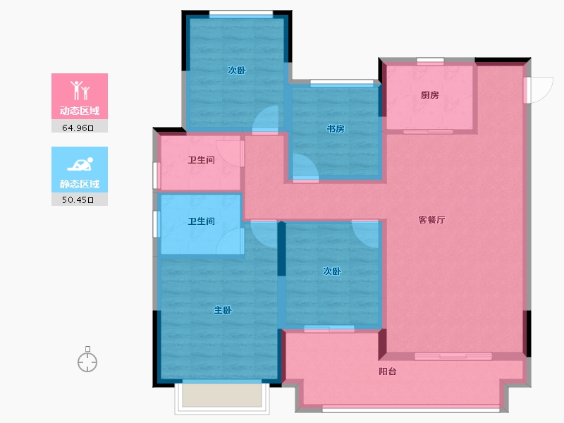 江西省-赣州市-宁都中梁壹号院-103.20-户型库-动静分区