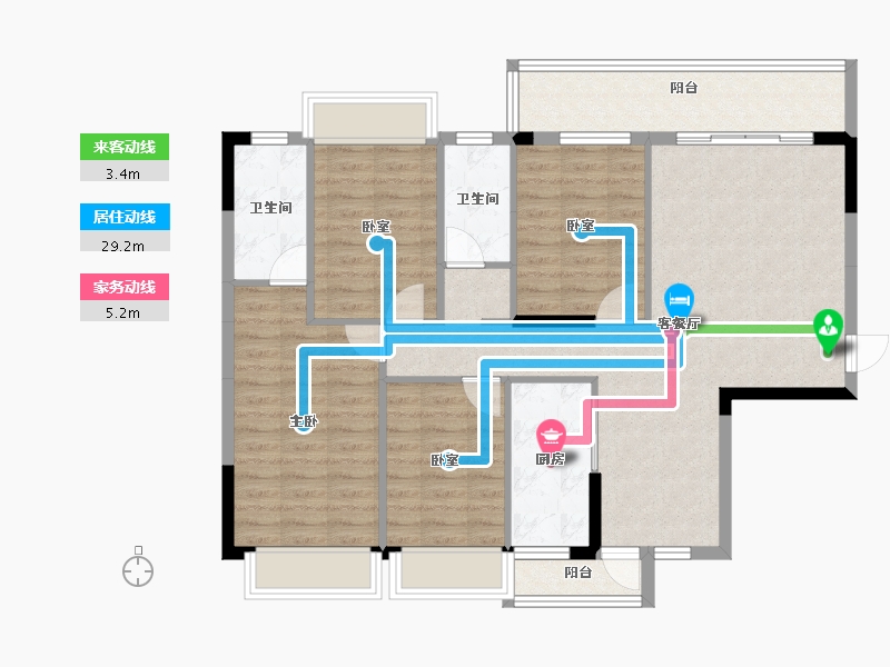 广东省-梅州市-东润华庭-104.48-户型库-动静线